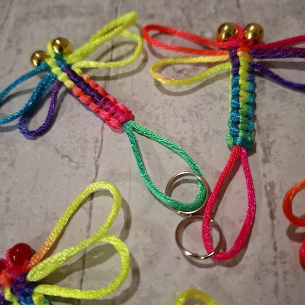 Macrame Dragonfly Keycharm (Multi Coloured Cord) - Image 4