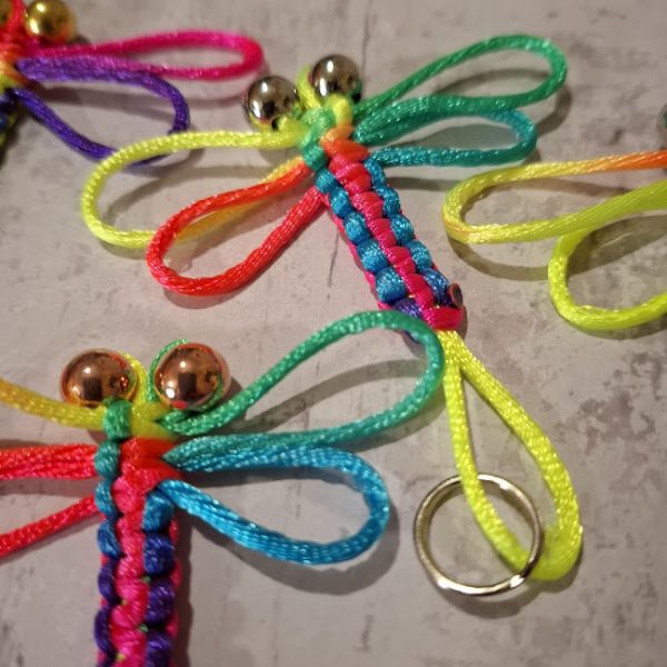 Macrame Dragonfly Keycharm (Multi Coloured Cord) - Image 5