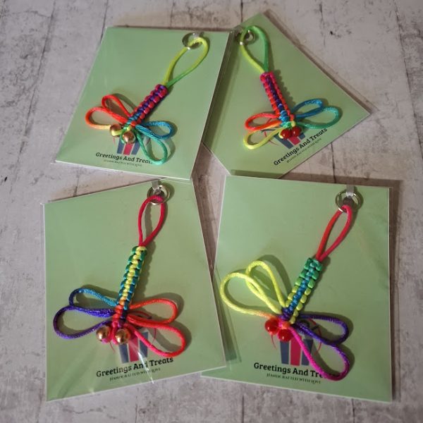 Macrame Dragonfly Keycharm (Multi Coloured Cord) - Image 6