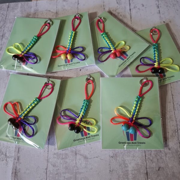 Macrame Dragonfly Keycharm (Multi Coloured Cord) - Image 7