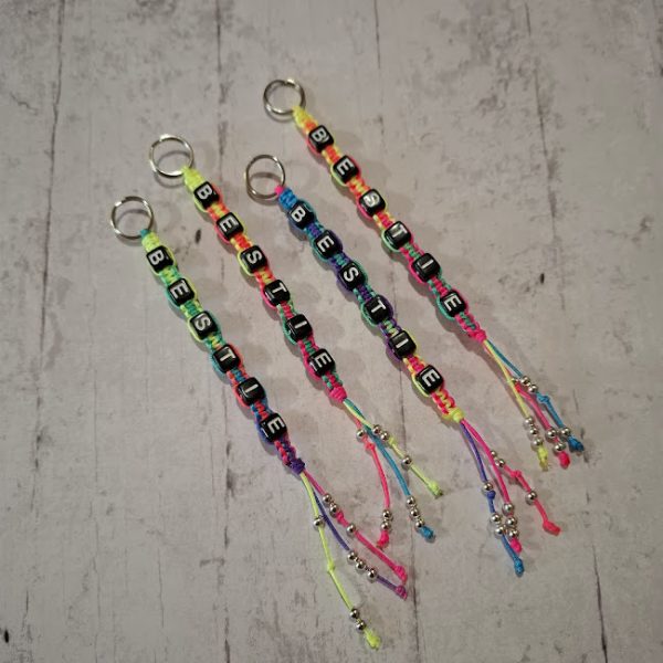 Macrame Personalised Keyring (Multi Coloured Cord)