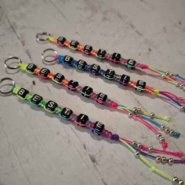 Macrame Personalised Keyring (Multi Coloured Cord) - Image 2