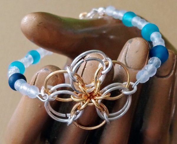 Chain Maille Flower Connector Bracelet