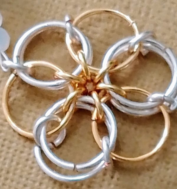 Chain Maille Flower Connector Bracelet - Image 3