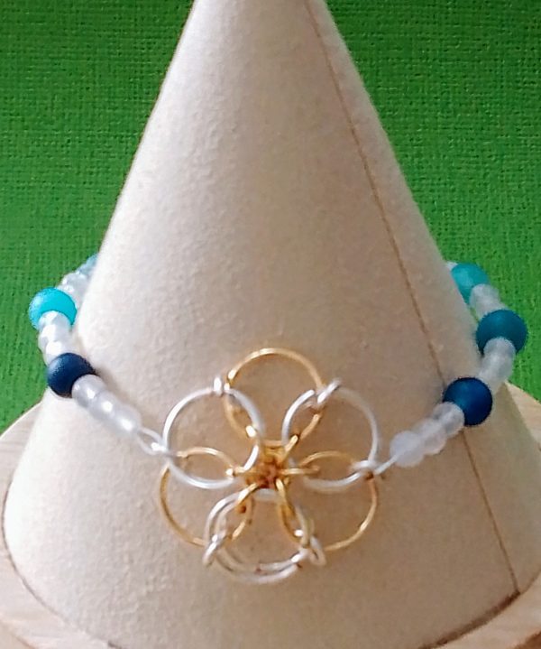Chain Maille Flower Connector Bracelet - Image 2