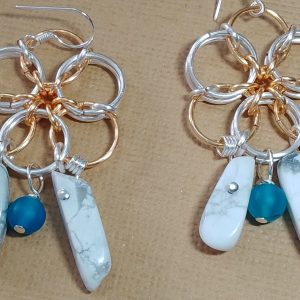 Chain Maille Flower Connector Earrings
