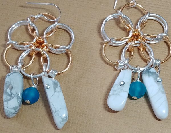 Chain Maille Flower Connector Earrings