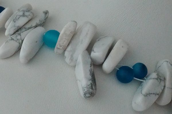 Flower Connector Blue Striped Agate & Howlite Necklace - Image 3