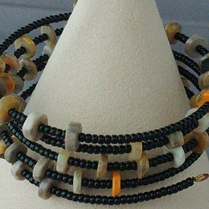 Bumblebee Jasper and seed bead memory wire bracelet