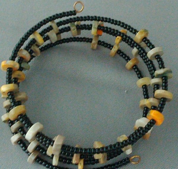 Bumblebee Jasper and seed bead memory wire bracelet - Image 3