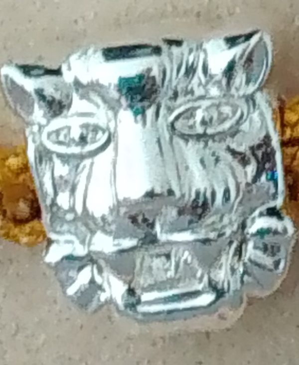 A hand knotted red coloured bracelet with Tiger Charm - Image 3