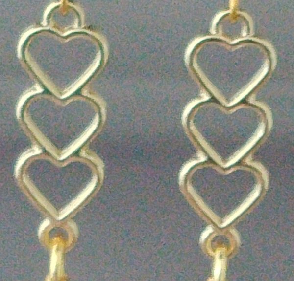 Rainbow Hematite Golden Heart Earrings - Image 4