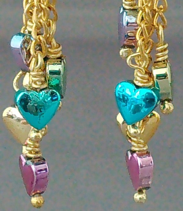 Rainbow Hematite Golden Heart Earrings - Image 3