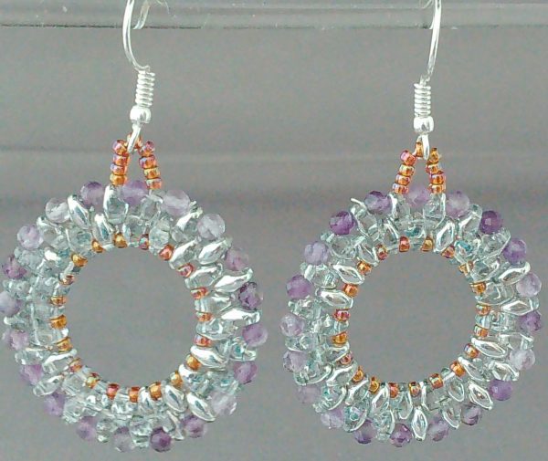 Amethyst beaded hoop earrings - Image 3