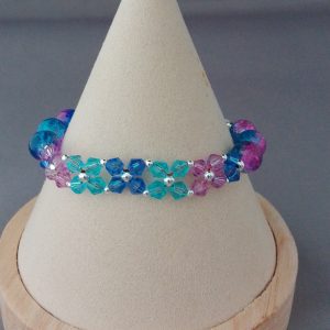 Blue & Purple Crystal Flower Bracelet