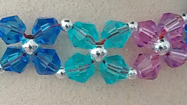 Blue & Purple Crystal Flower Bracelet - Image 2