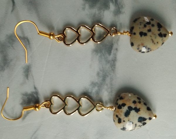 Dalmation Jasper Heart Earrings - Image 5