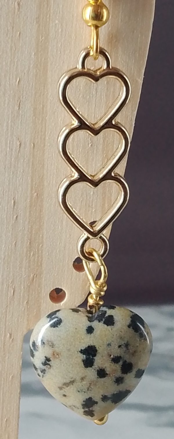 Dalmation Jasper Heart Earrings - Image 4