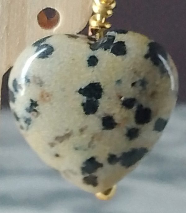 Dalmation Jasper Heart Earrings - Image 3