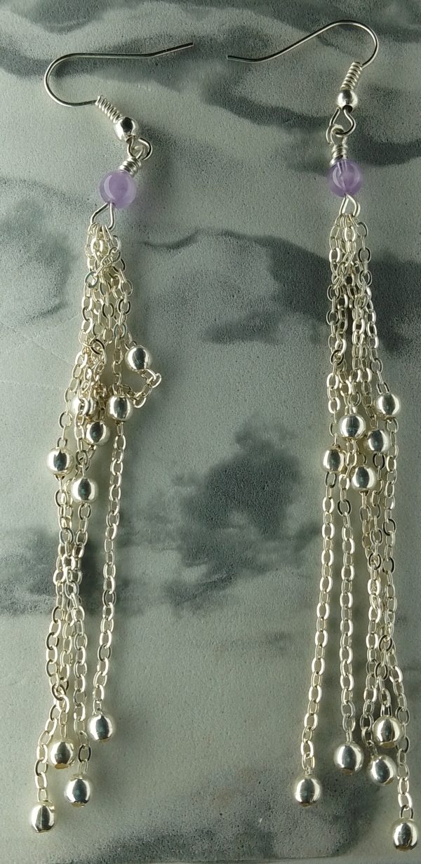 Amethyst and chain long line earrings - Image 6