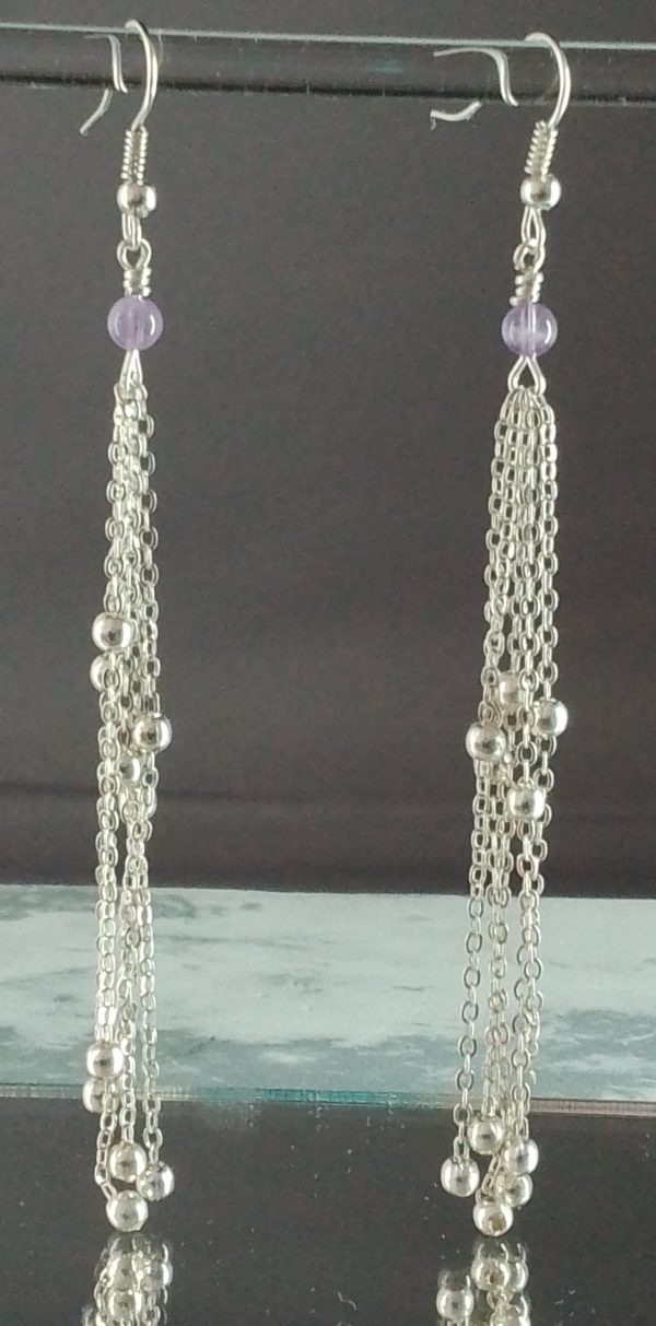Amethyst and chain long line earrings - Image 2
