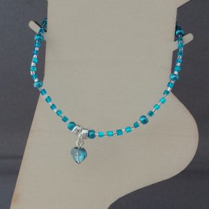 Blue & Silver Beaded Anklet