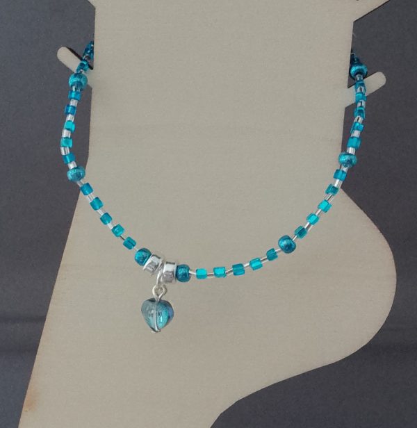 Blue & Silver Beaded Anklet