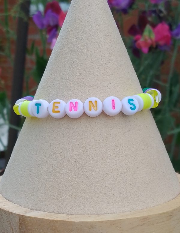 “TENNIS” Wimbledon-Inspired Polymer Bead Bracelet - Image 2