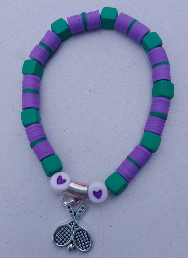 Purple & Green Tennis Charm Bracelet