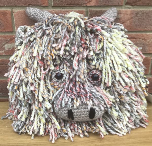 Hand crochet Highland Cow Cushion