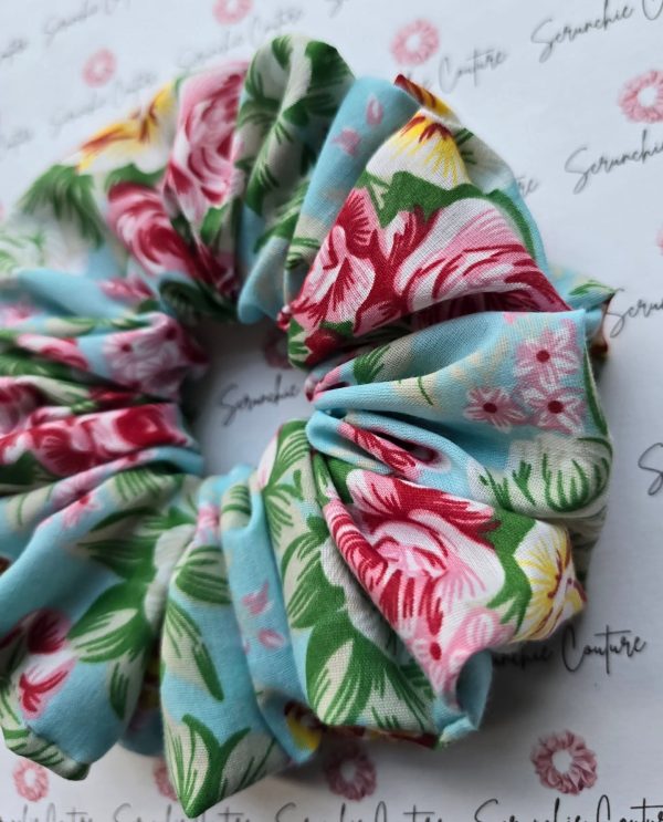 Light Blue Floral Scrunchie - Size: XL - Image 7