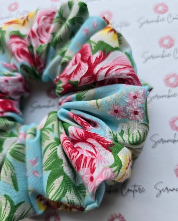 Light Blue Floral Scrunchie - Size: XL - Image 5