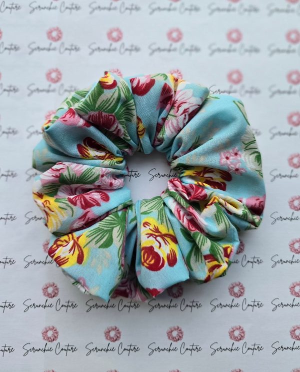 Light Blue Floral Scrunchie - Size: XL - Image 4