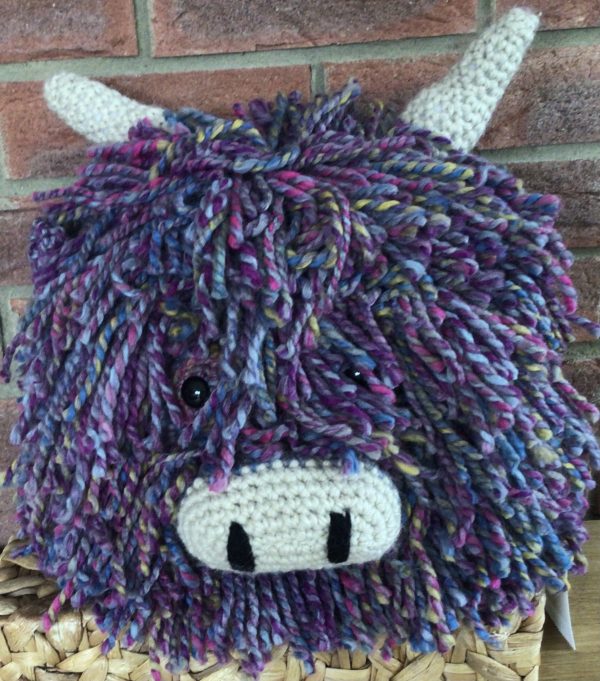 Small Crochet Highland Cow Cushion
