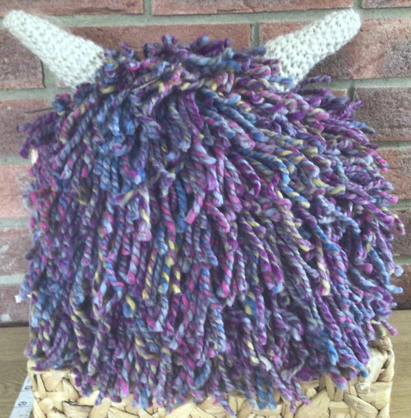 Small Crochet Highland Cow Cushion - Image 3
