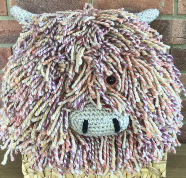 Medium Crochet Highland Cow Cushion - Image 2