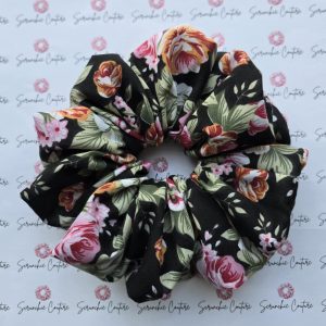 Dark Floral Print Scrunchie - Size: XL (XTRA FRILL)
