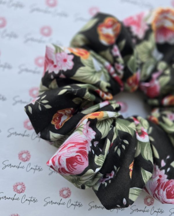 Dark Floral Print Scrunchie - Size: XL (XTRA FRILL) - Image 3