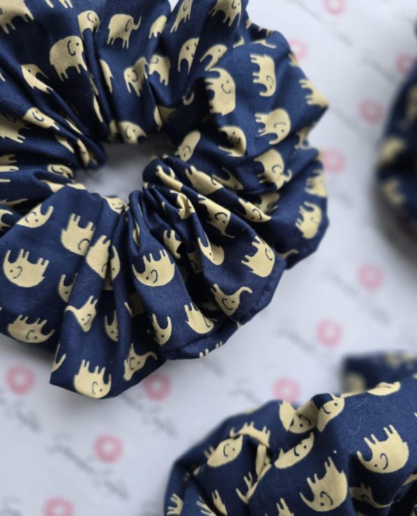 Navy Elephant Scrunchie - Size: XL