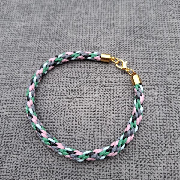 Bracelet 8 inch (Pink Green and Grey)