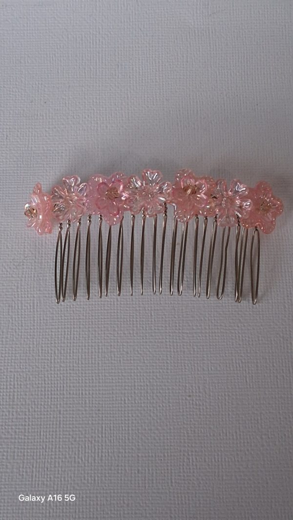 Pink Floral Hair Comb – Decorative Slide