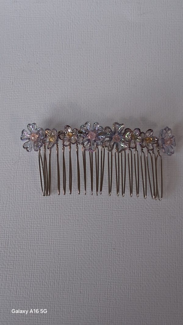 Purple Iridescent Floral Hair Comb – Decorative Slide
