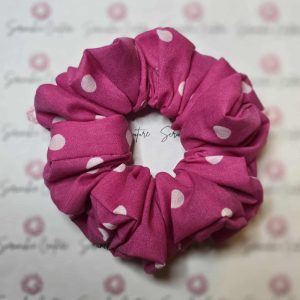 Pink Polka dot Scrunchie - Size: Regular
