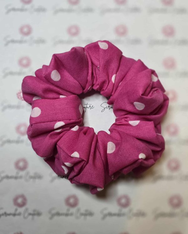 Pink Polka dot Scrunchie - Size: Regular