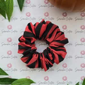 Black & Red Stripe Scrunchie - Size: Regular