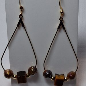 Gold-Plated Tiger’s Eye Earrings