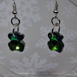 Green Crystal Flower Earrings
