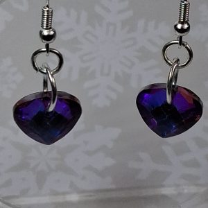 Purple Crystal Heart Earrings