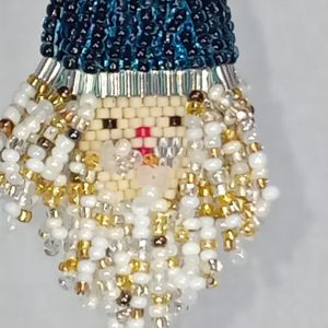 Small Blue Beaded Santa Head
