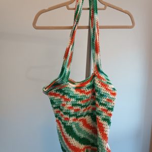 Crochet Green Orange and White Shopping Bag